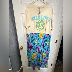 American Eagle Outfitters Cream AE Band Tee dress Upcycled